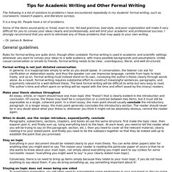 Tips for Formal Writing, Technical Writing, and Academic Writing