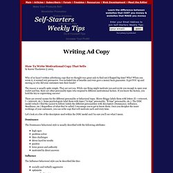 Writing Ad Copy : How to Write Motivational Copy that Sells