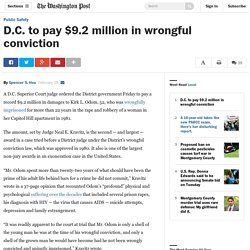 D.C. to pay $9.2 million in wrongful conviction