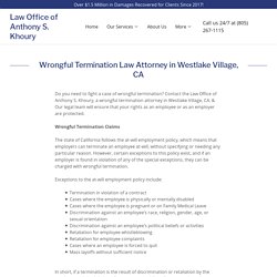 Wrongful Termination Attorney in Westlake Village, CA