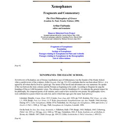 Xenophanes: The Eleatic School