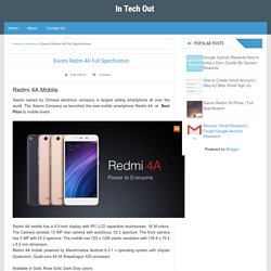 Xiaomi Redmi 4A Full Specification - In Tech Out