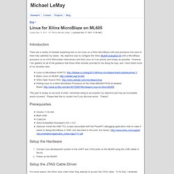 Linux for Xilinx MicroBlaze on ML605 - Michael LeMay