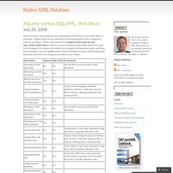 XQuery versus SQL/XML, Part Deux « Native XML Database