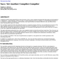 Yacc: Yet Another Compiler-Compiler