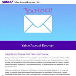 Yahoo Account Recovery - Recover Yahoo Mail Account