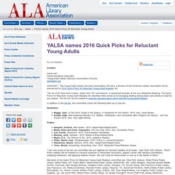 YALSA names 2016 Quick Picks for Reluctant Young Adults