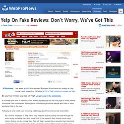 People Claiming To Be Ex-Yelp Employees Discuss Review Filter, Blackmail