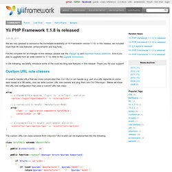 Yii PHP Framework 1.1.8 is released
