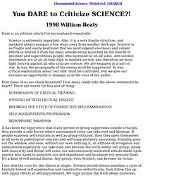 You Dare Criticize Science?