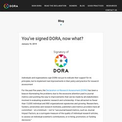 You’ve signed DORA, now what? – DORA