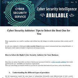 Cyber Security Anbieter: Tips to Select the Best One for You