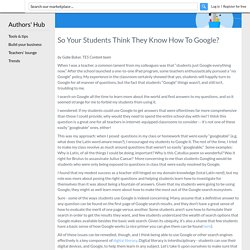 So Your Students Think They Know How To Google?