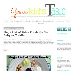 Your Kid's Table: Mega List of Table Foods for Your Baby or Toddler