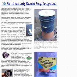 Do It Yourself Bucket Drip Irrigation