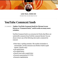 YouTube Comment Snob