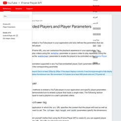 YouTube Embedded Players and Player Parameters - YouTube