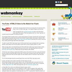 YouTube: HTML5 Video Is No Match for Flash