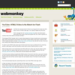 YouTube: HTML5 Video Is No Match for Flash