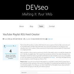 Youtube Playlist Rss Feed Creator