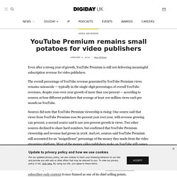 YouTube Premium remains small potatoes for video publishers