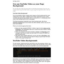How to Use any YouTube Video as your Page Background