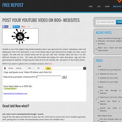 Post Your YouTube Video on 800+ Websites – Free Repost