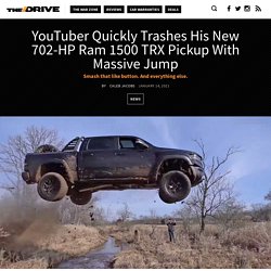 YouTuber Quickly Trashes His New 702-HP Ram 1500 TRX Pickup With Massive Jump