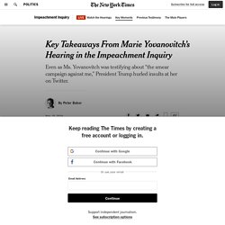 11/15/19: Key Takeaways From Marie Yovanovitch’s Hearing in the Impeachment Inquiry