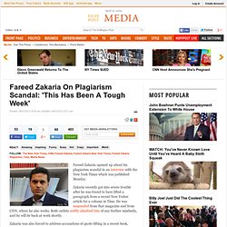 Fareed Zakaria On Plagiarism Scandal: 'This Has Been A Tough Week'