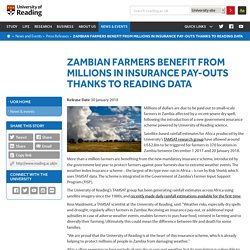 Zambian farmers benefit from millions in insurance pay-outs thanks to Reading data