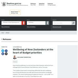 Wellbeing of New Zealanders at the heart of Budget priorities