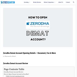 Zerodha Demat Account Opening - 2020 Charges, Login Process