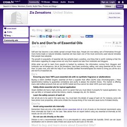 Zia Zensations - Do's and Don’ts of Essential Oils