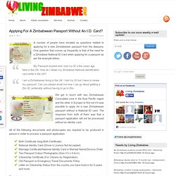 Zimbabwe Passport Application Without A National Identity Card