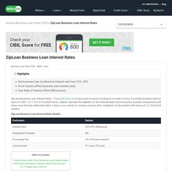 ZipLoan Business Loan Interest Rates Oct 2020