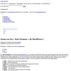 Zoom sur les "Post Formats" de WordPress !