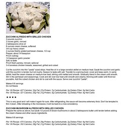 ZUCCHINI ALFREDO WITH GRILLED CHICKEN - Linda's Low Carb Menus & Recipes