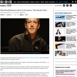 Mark Zuckerberg's Letter to Investors: 'The Hacker Way'