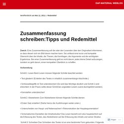 Zusammenfassung schreiben:Tipps und Redemittel