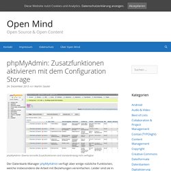 phpMyAdmin: Zusatzfunktionen aktivieren mit dem Configuration Storage - Open Mind