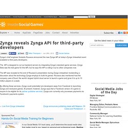 Zynga reveals Zynga API for third-party developers