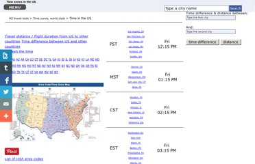 US time zones converter map