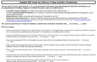 iep sample goals pearltrees assistive technology using