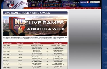 Network Television Schedule on Live Games On Mlb Network   Mlb Network  Tv Schedule