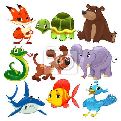 Fotomural-conjunto-de-animales-dibujos-animados-y-personajes-de-vector |  Pearltrees