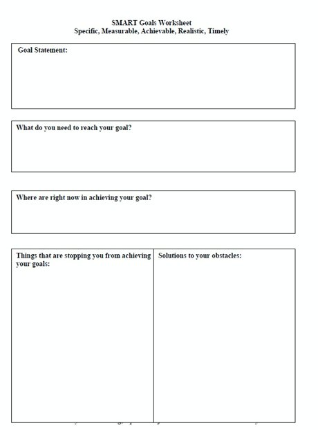 Generic SMART Goals Worksheet | Pearltrees