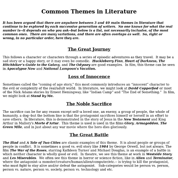 Common Themes in Literture | Pearltrees