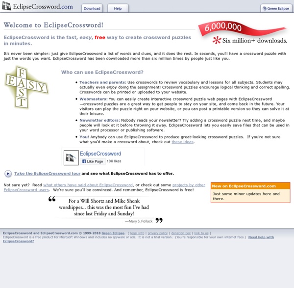 Eclipsecrossword the fast easy and free way to create crossword