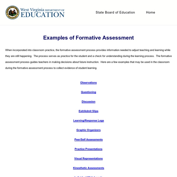 Examples of Formative Assessment | Pearltrees